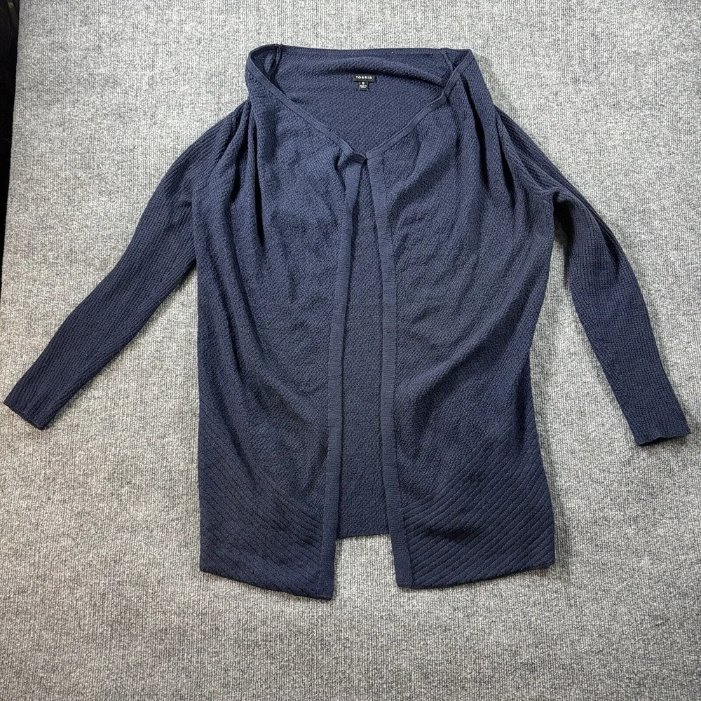 Torrid Cardigan Womens Size 0 Duster Open Front Blue‎ Knitted Texturized